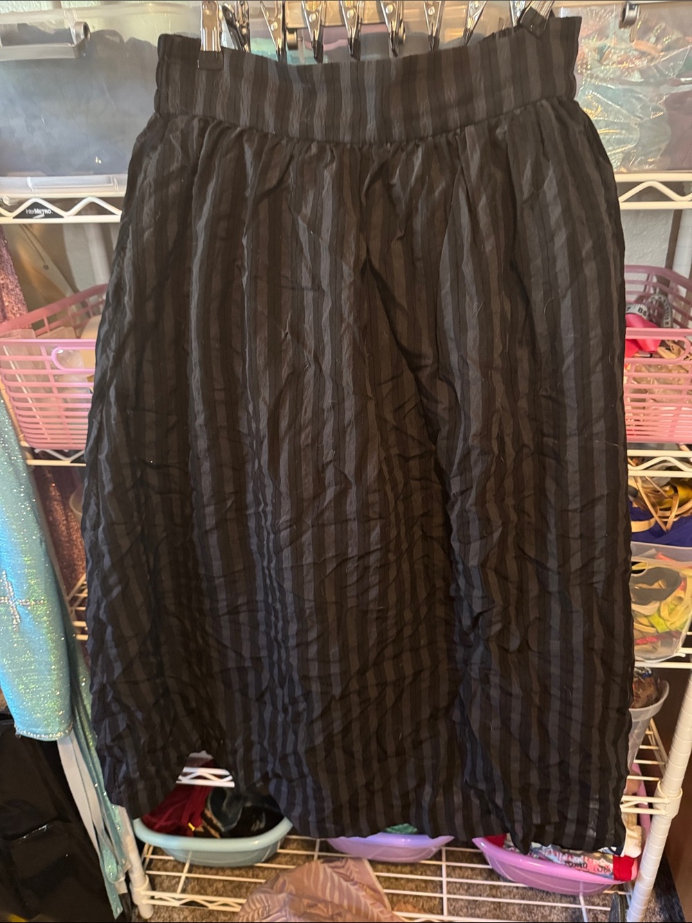 Elk Black Sustainable Fiber Vertical-Striped Skirt
